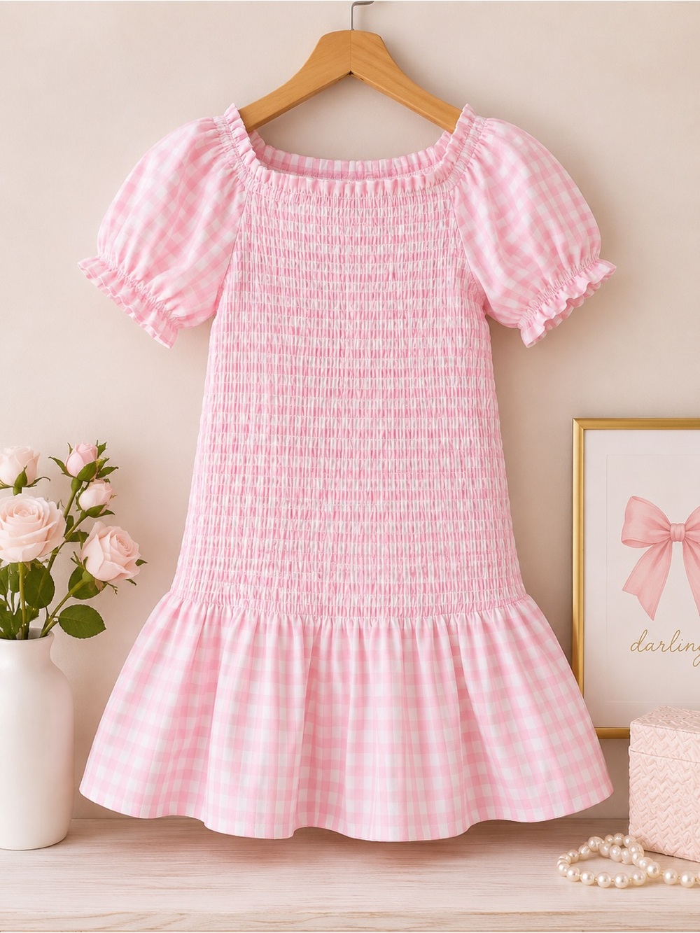 LoveShackFancy Pink Gingham Dress